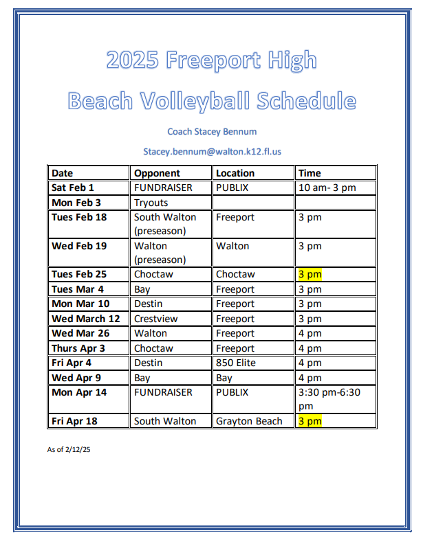 Beach Vball Sched 25