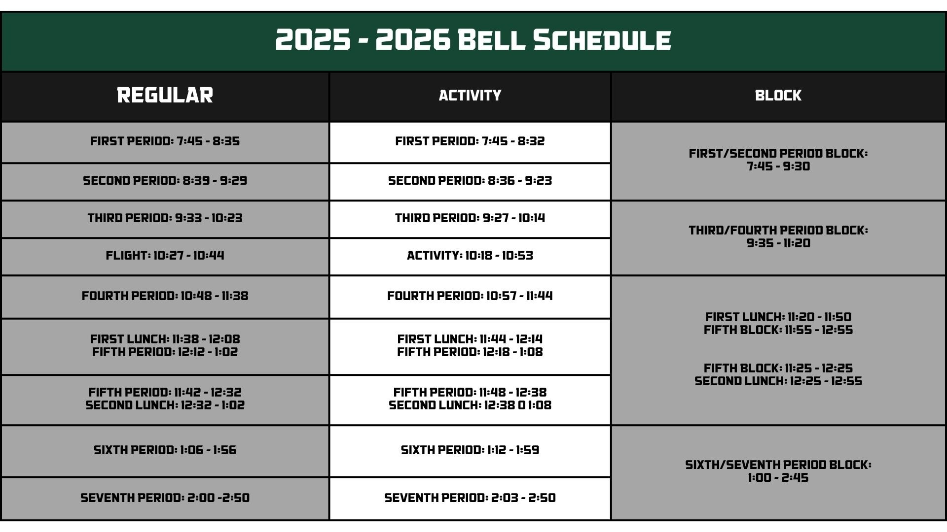 Bell Schedule