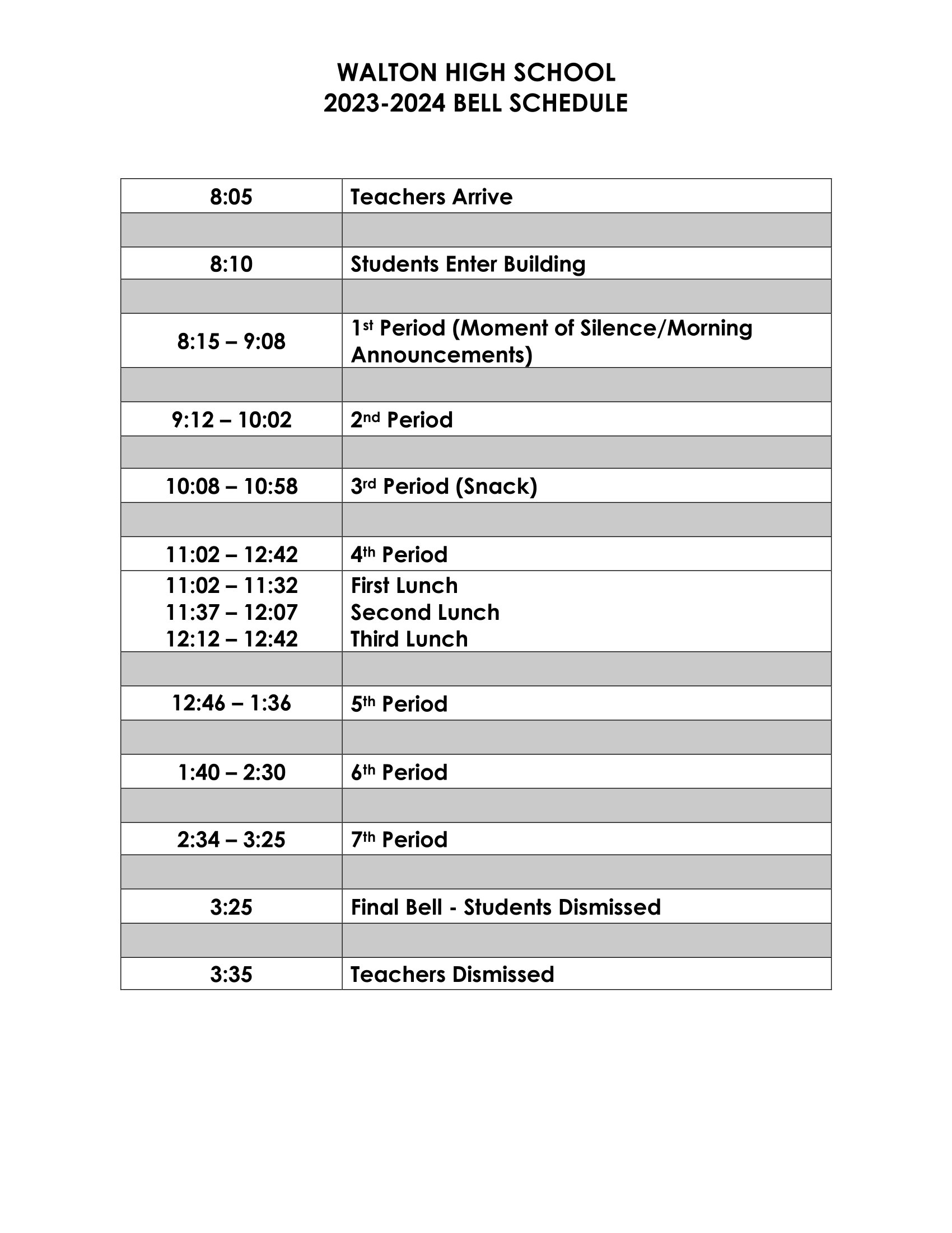 2023-24 Bell Schedule