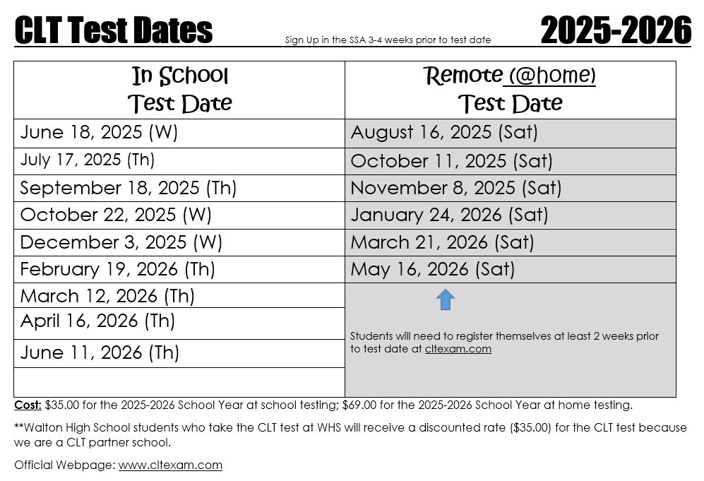CLT Dates 2025-2026