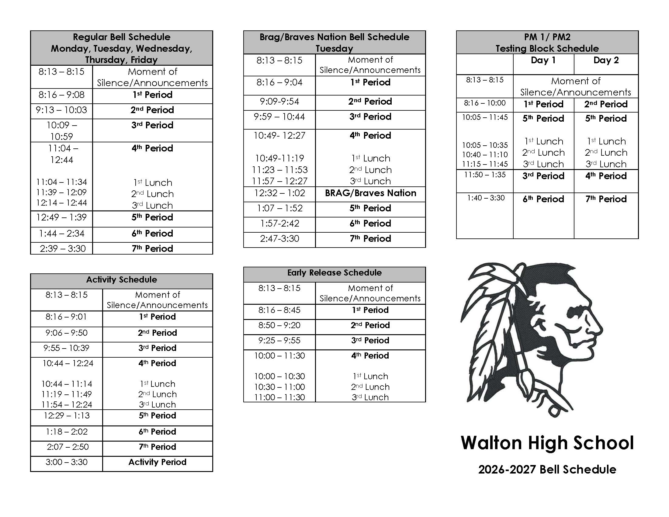 2026-2027 Bell Schedules
