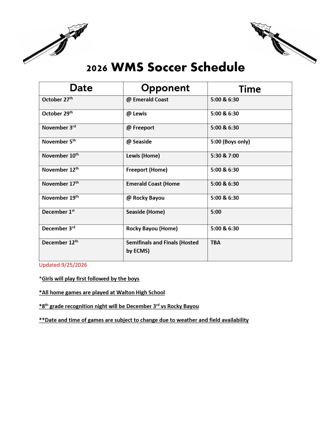Schedule Soccer