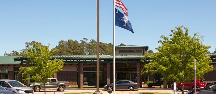School building exterior and entrance