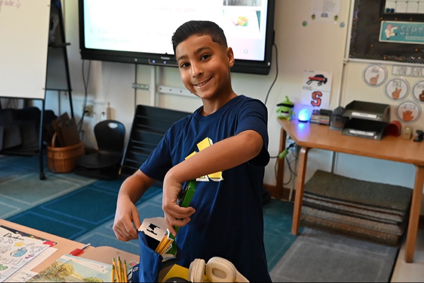 Elementary student at desk