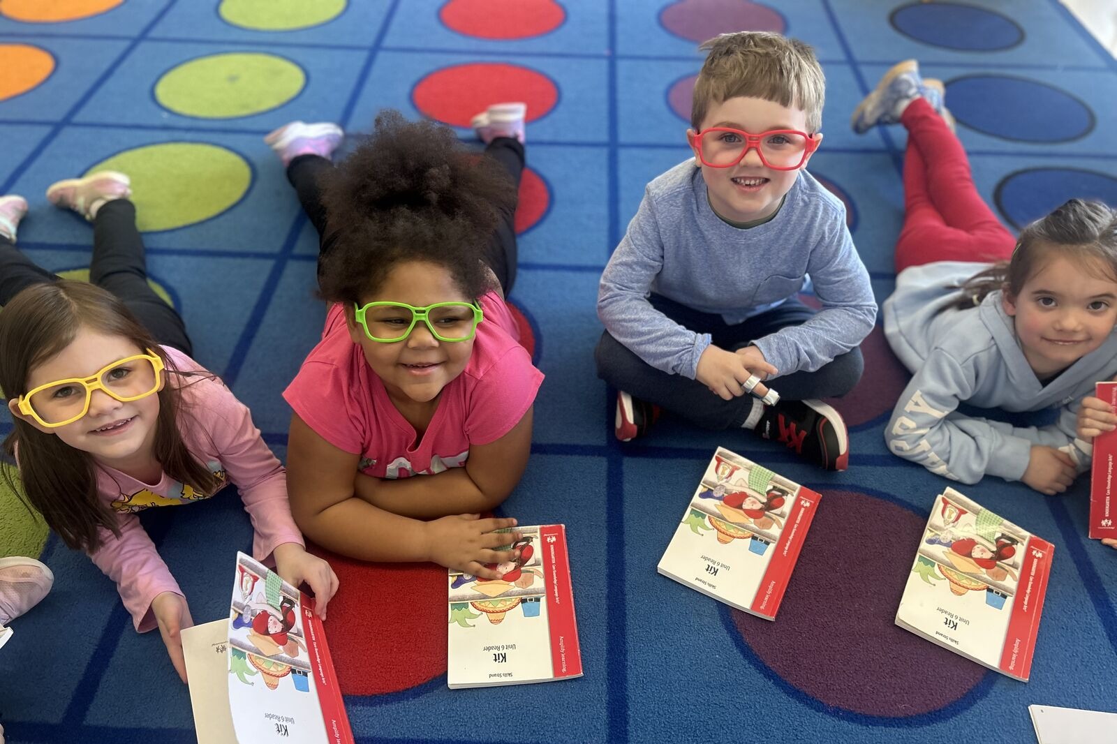Elementary student at reading circle