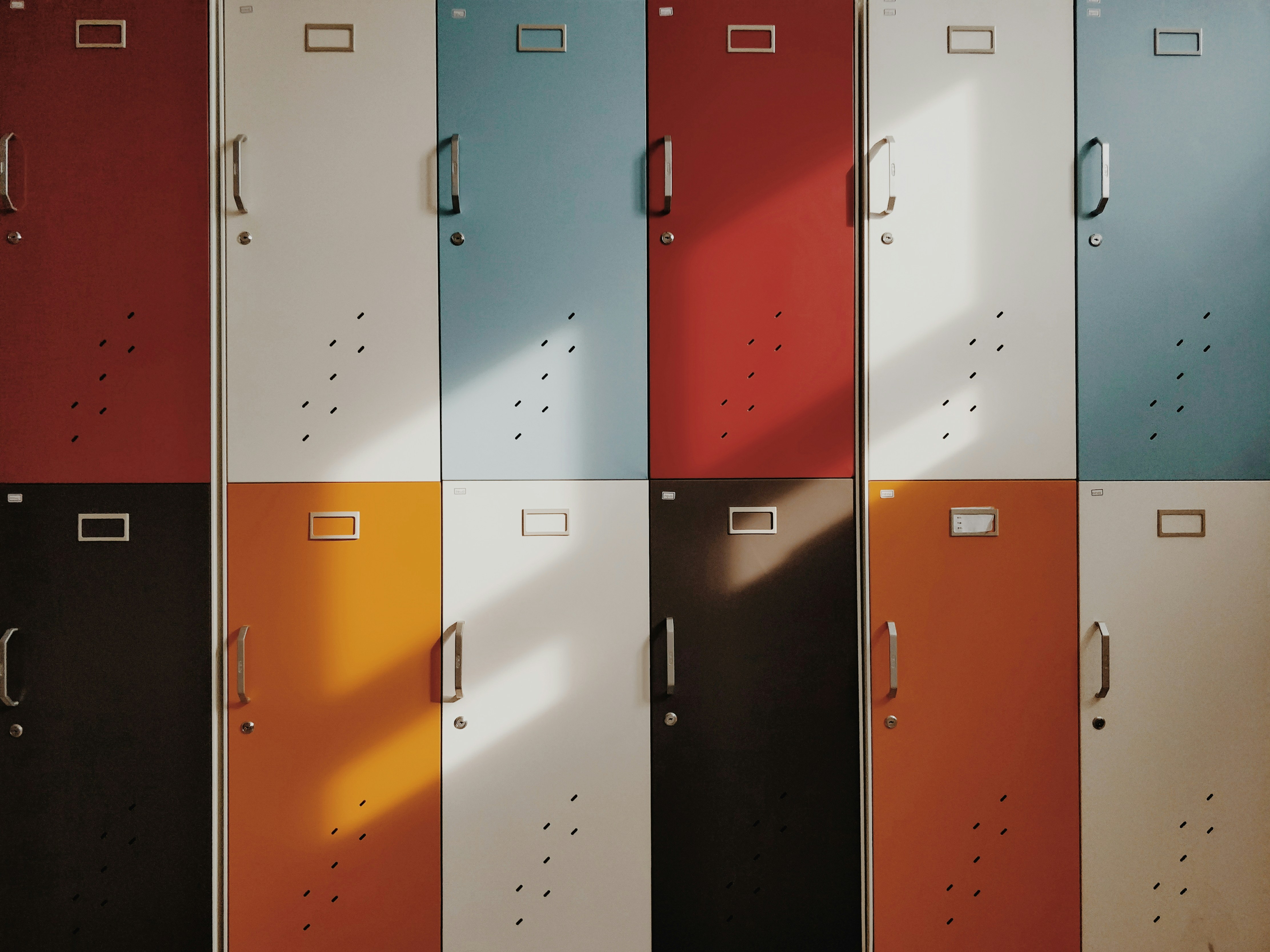 multicolored school lockers