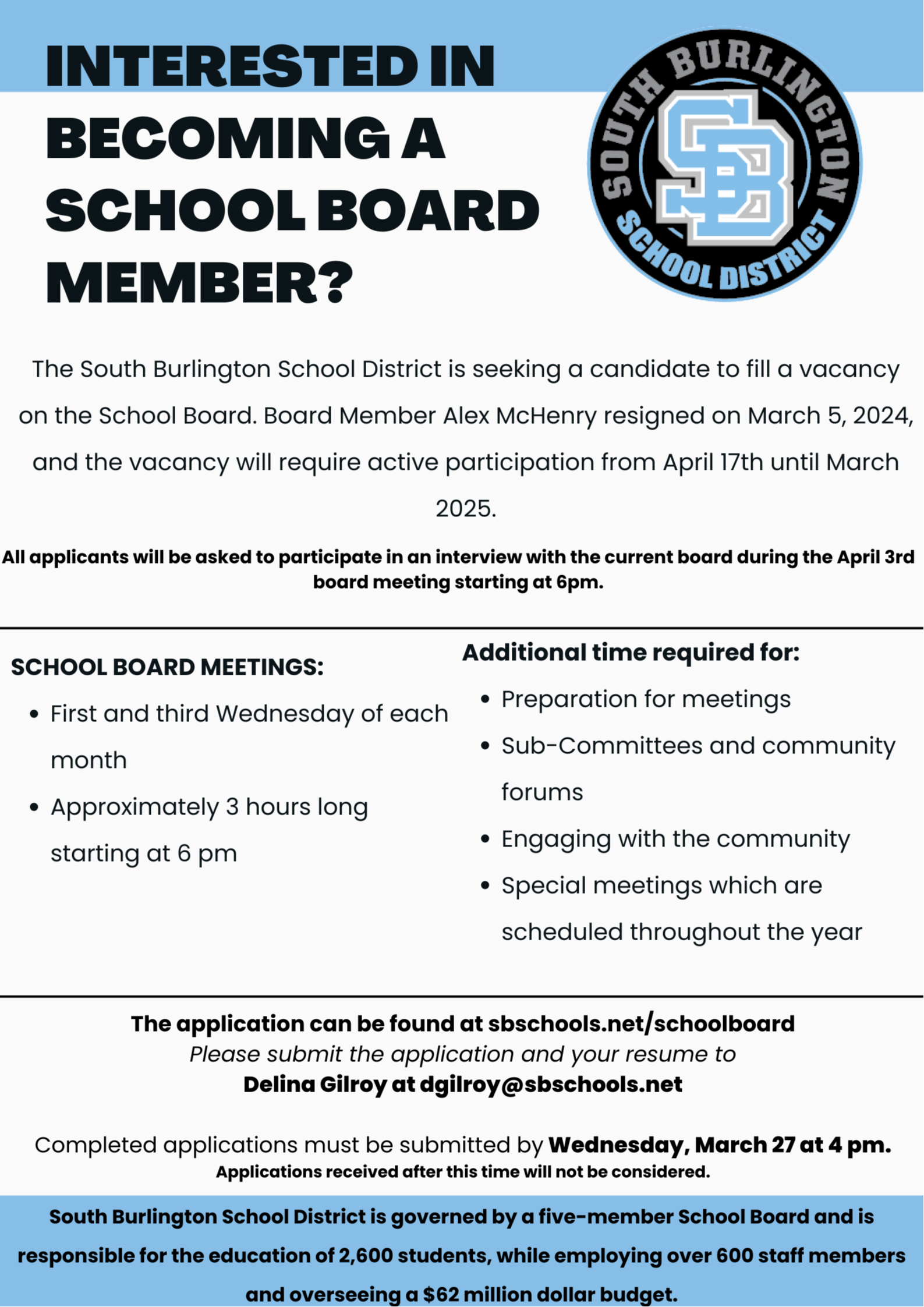 School Board South Burlington School District