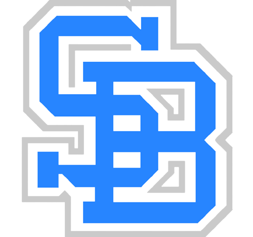 Blue and gray logo with "SB" letters, set against a black background.