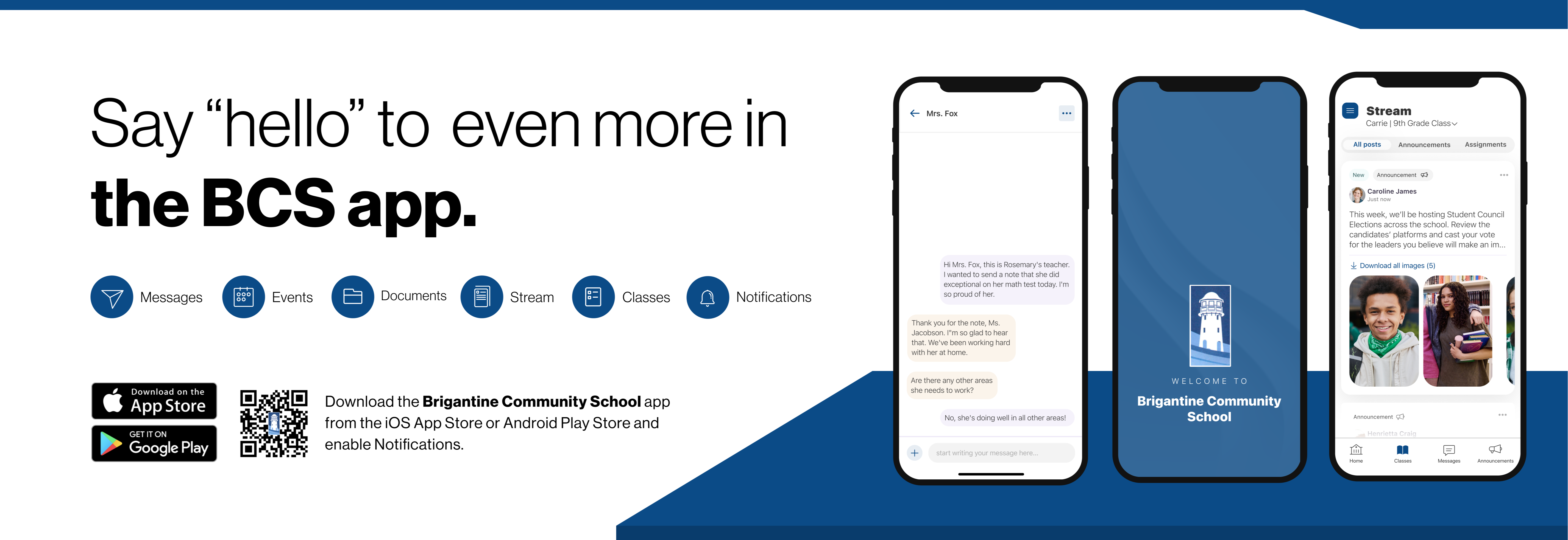 Say hello to Parent-Teacher chat in the new Rooms app. Download the Brigantine Community School app in the Google Play or Apple App store