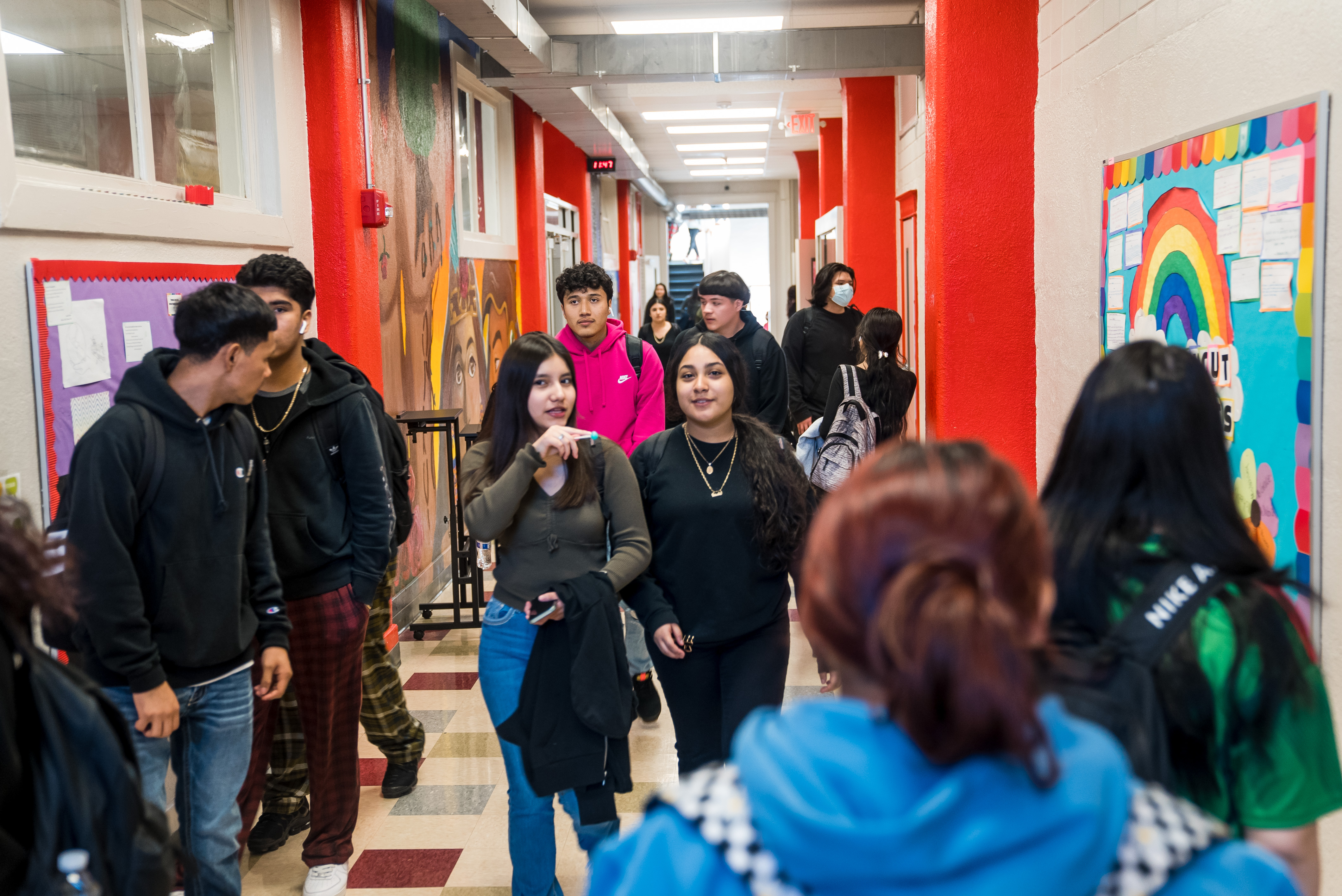 High School students in hallway