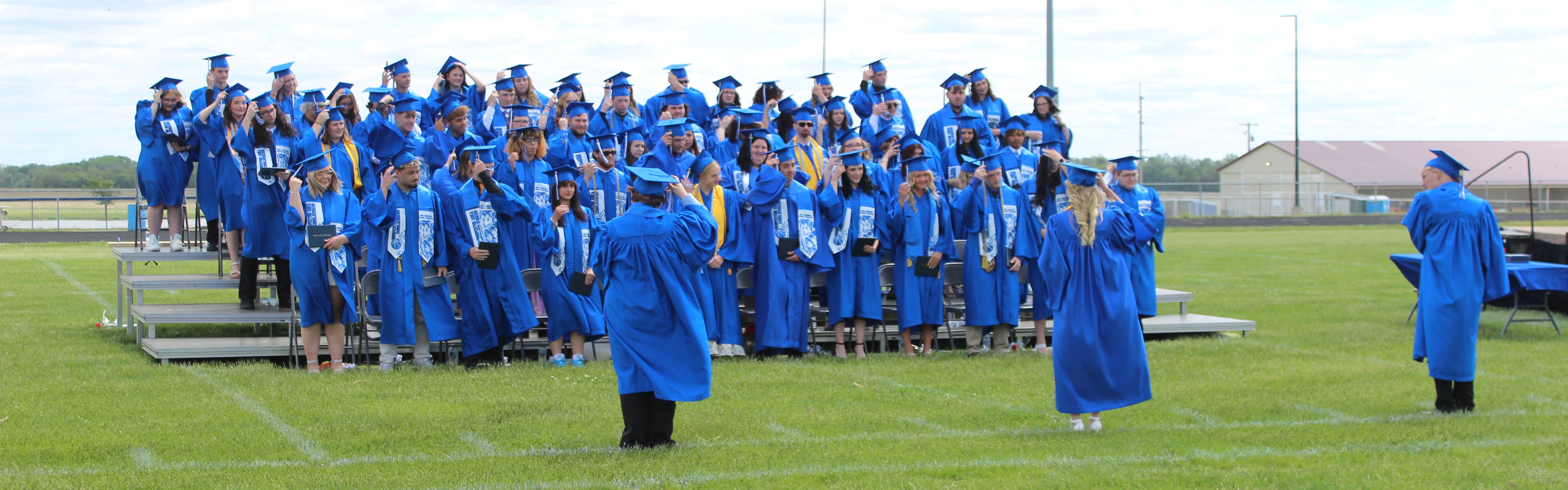 Class of 2025 getting ready to toss their caps!