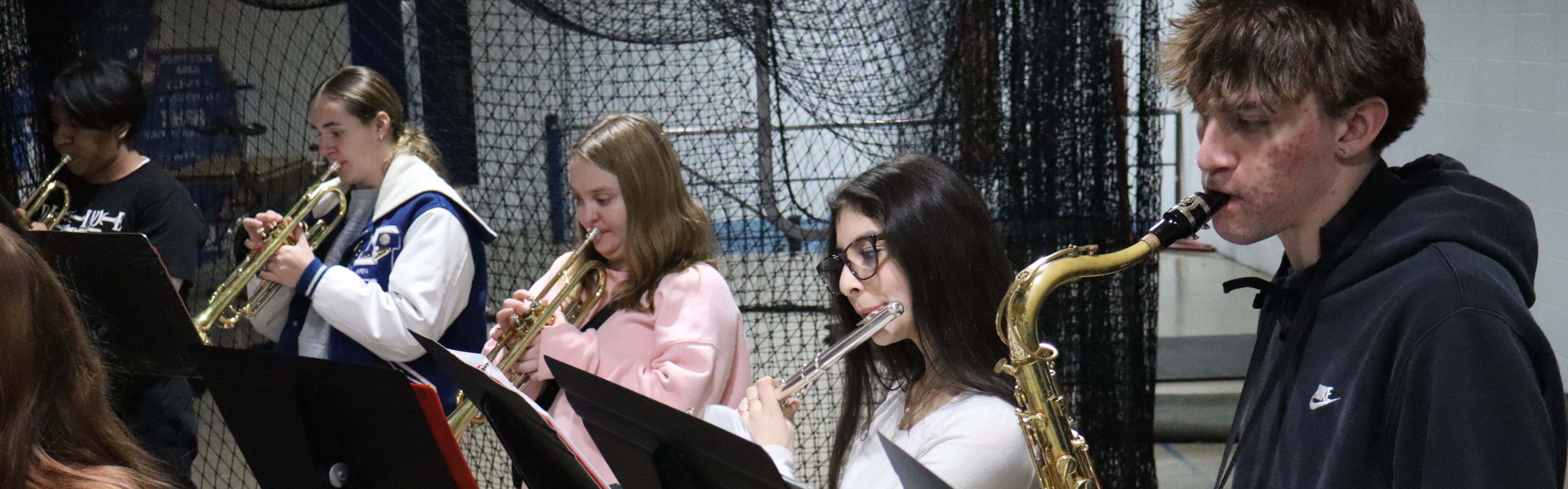 Pep band at the girls game.