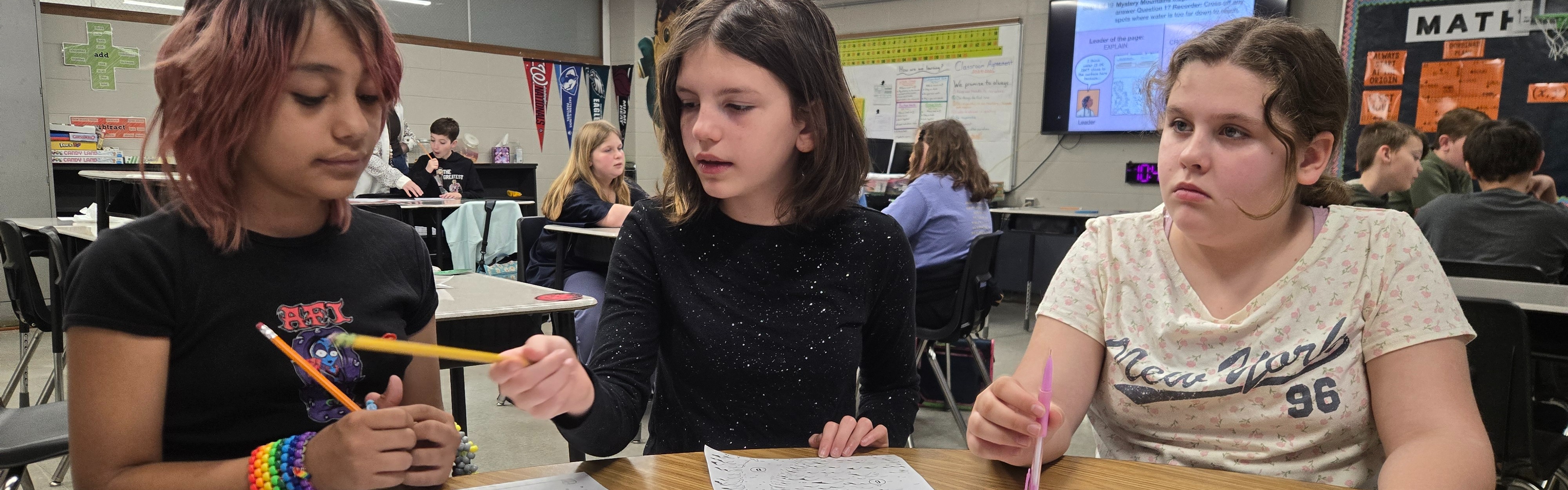 Working together in class.