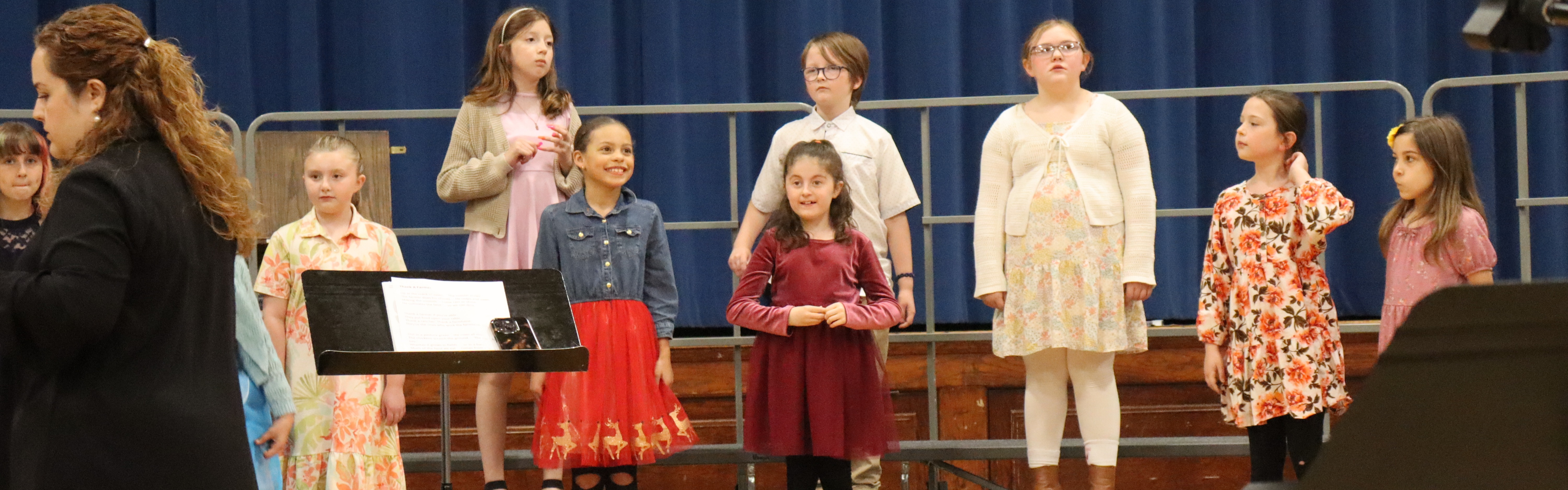 Getting ready to sing at the Fine arts night at JG.
