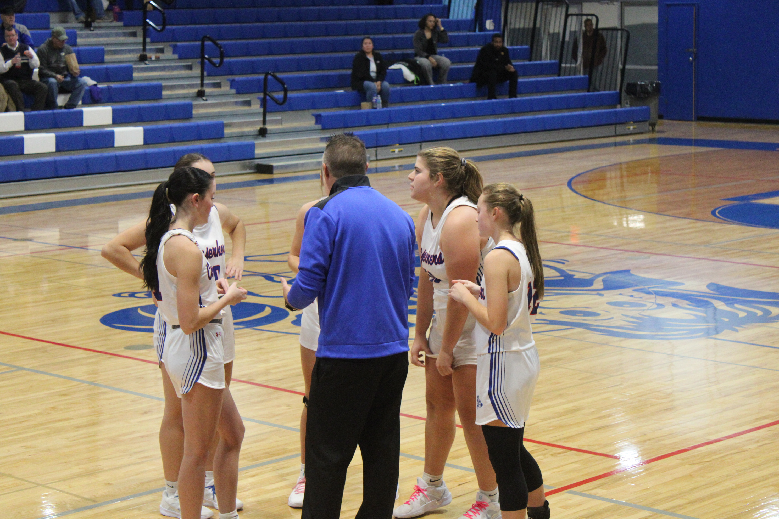 Discussing the game before the tip.
