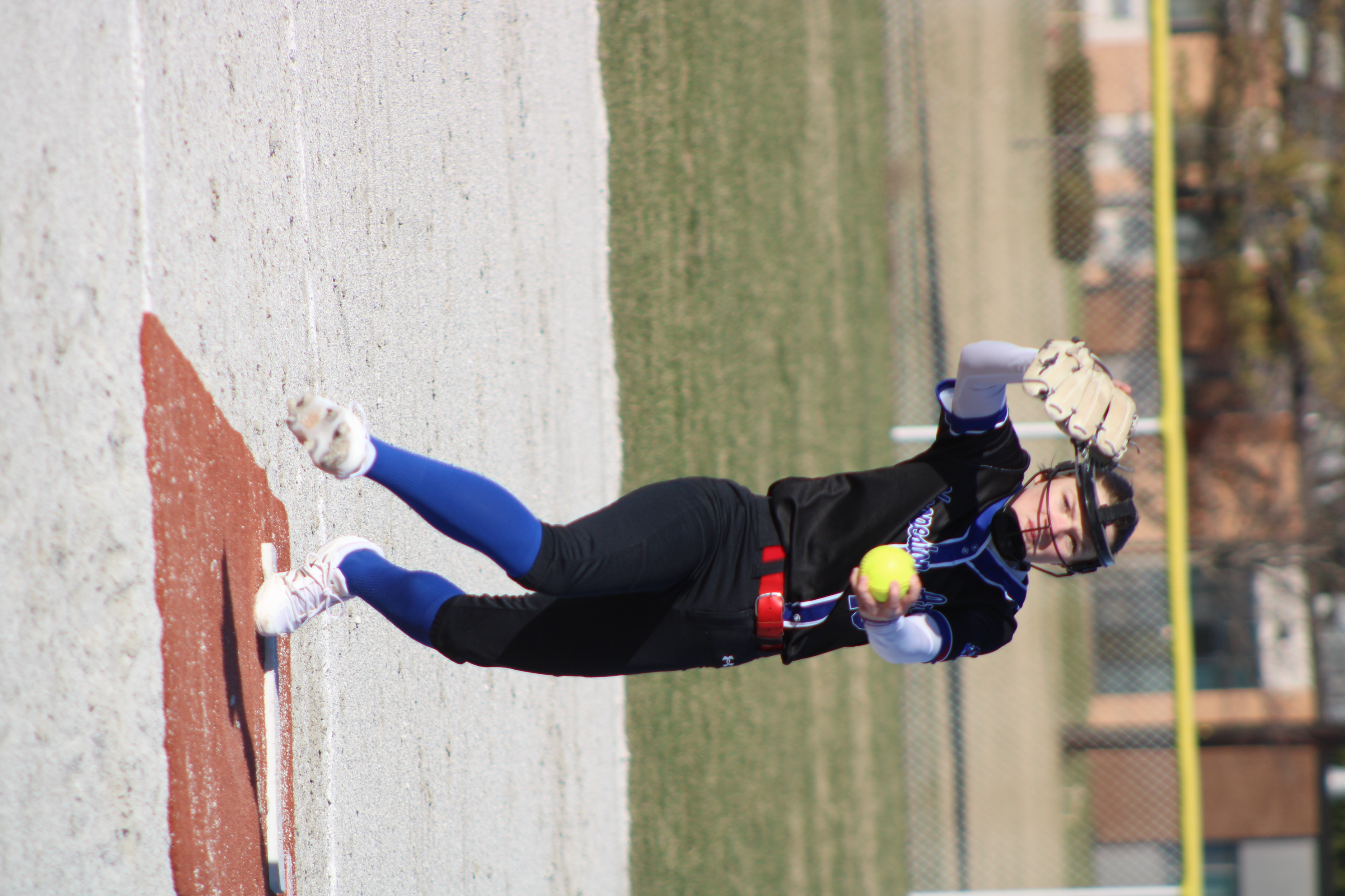Cornjkerker softball pitching during spring break.