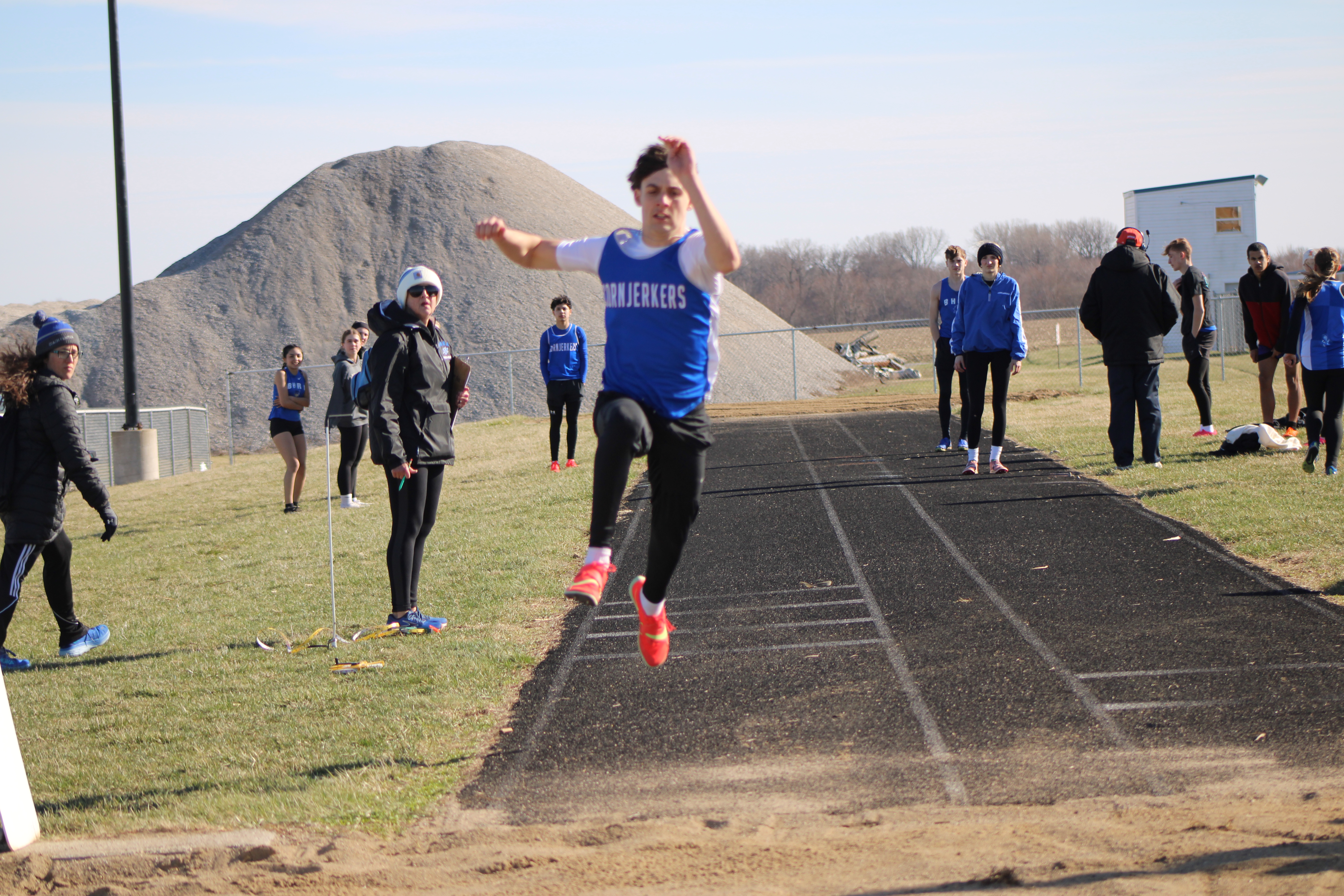 Parker jumping at home in March.