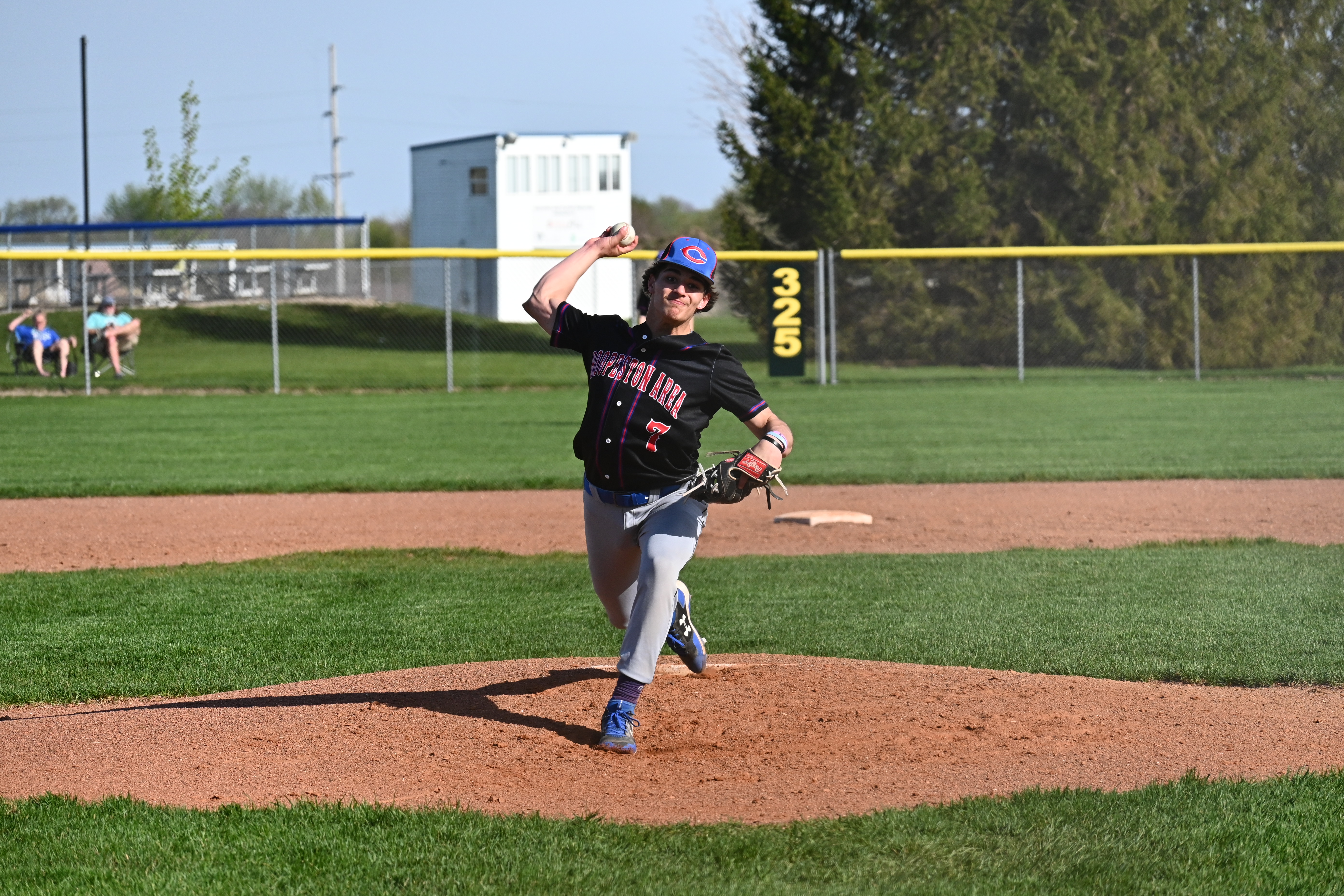 Rayden pitching against Milford.