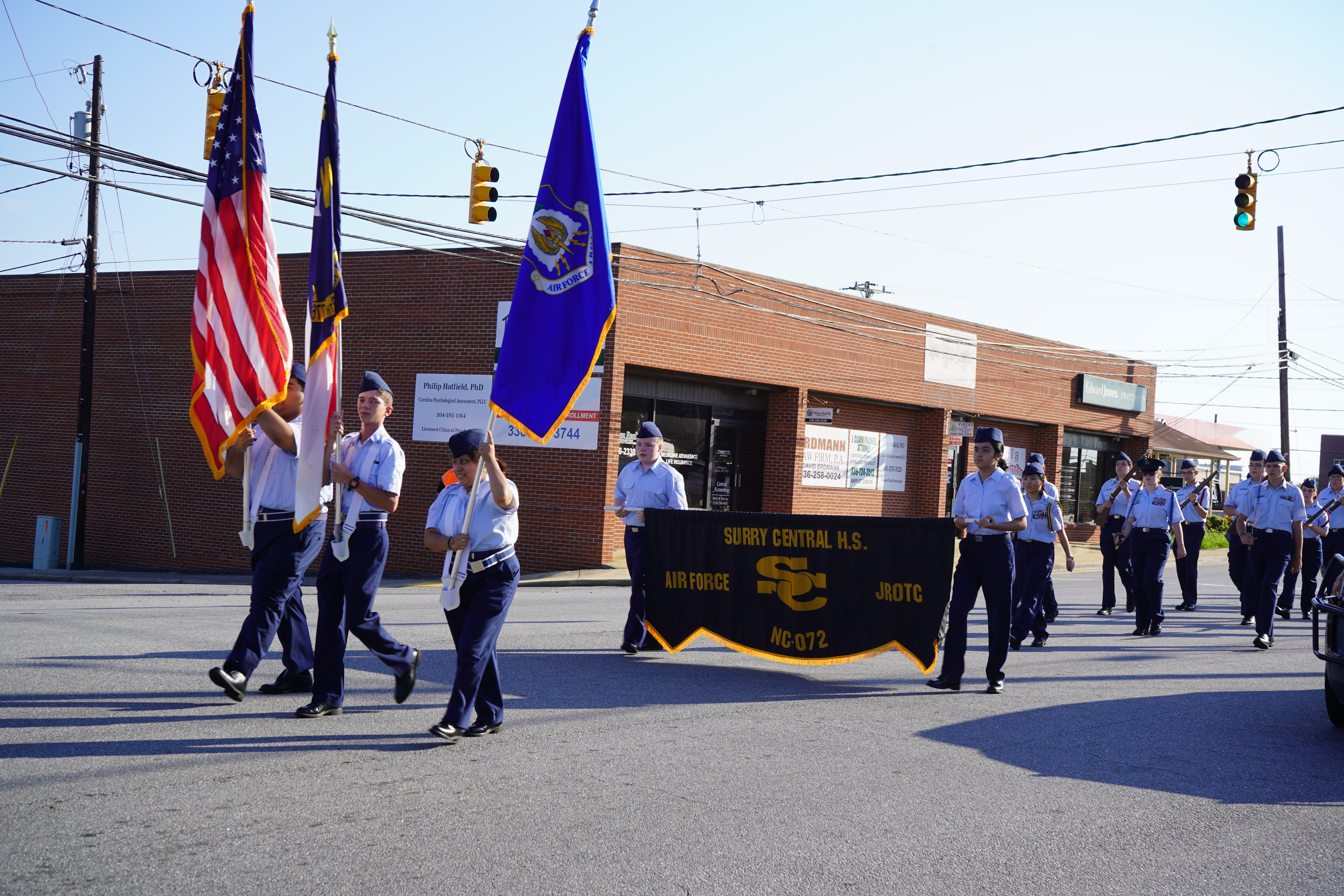 SCHS Air Force JROTC walks with banner