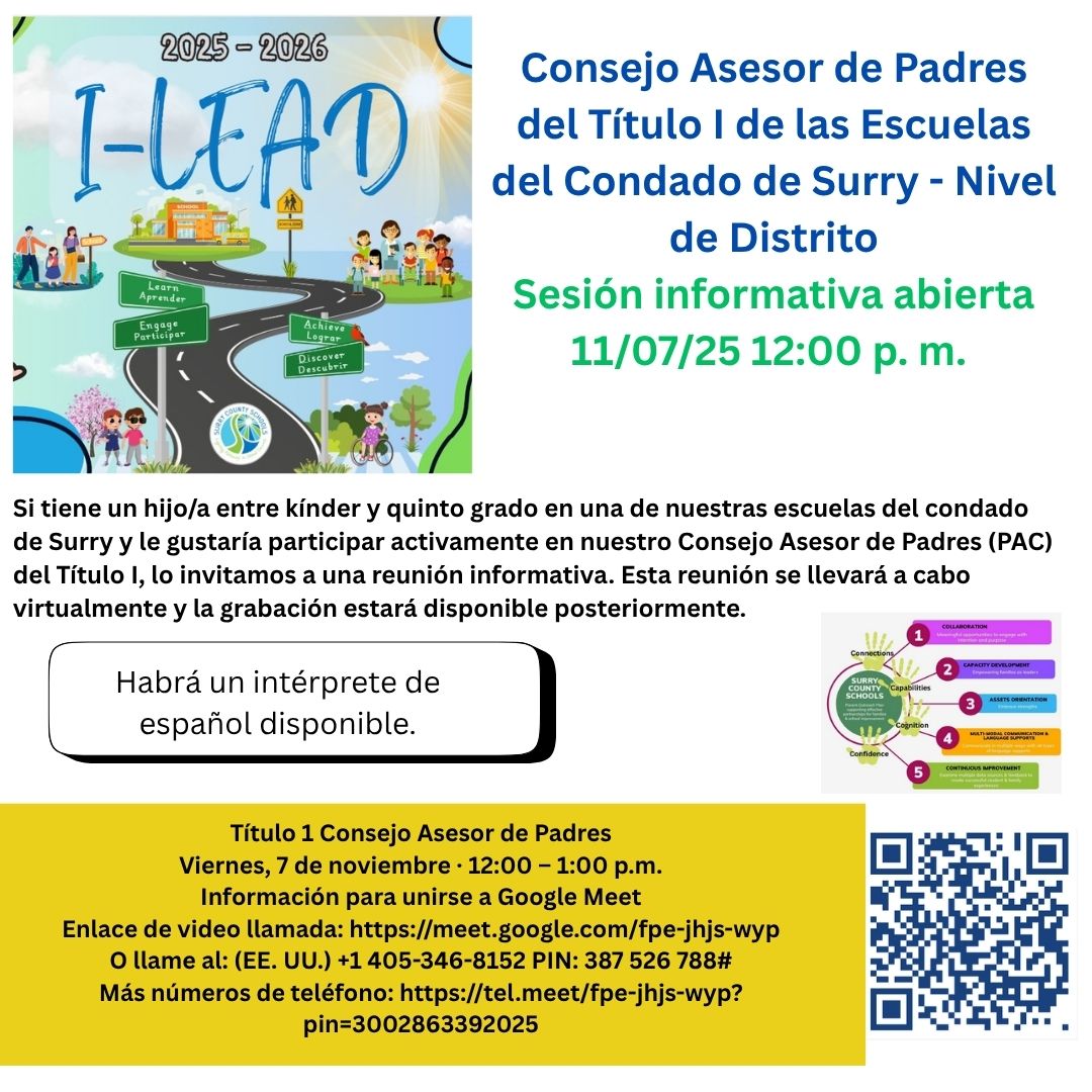 Para los padres que hablan Espanol, sesion informativa abierta on el 07 de noviembre, 2025 a las 12:00 al 1:00
