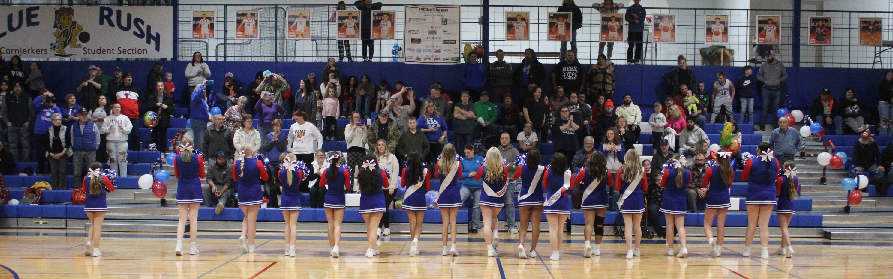 Cheerleaders cheering on the crowd!