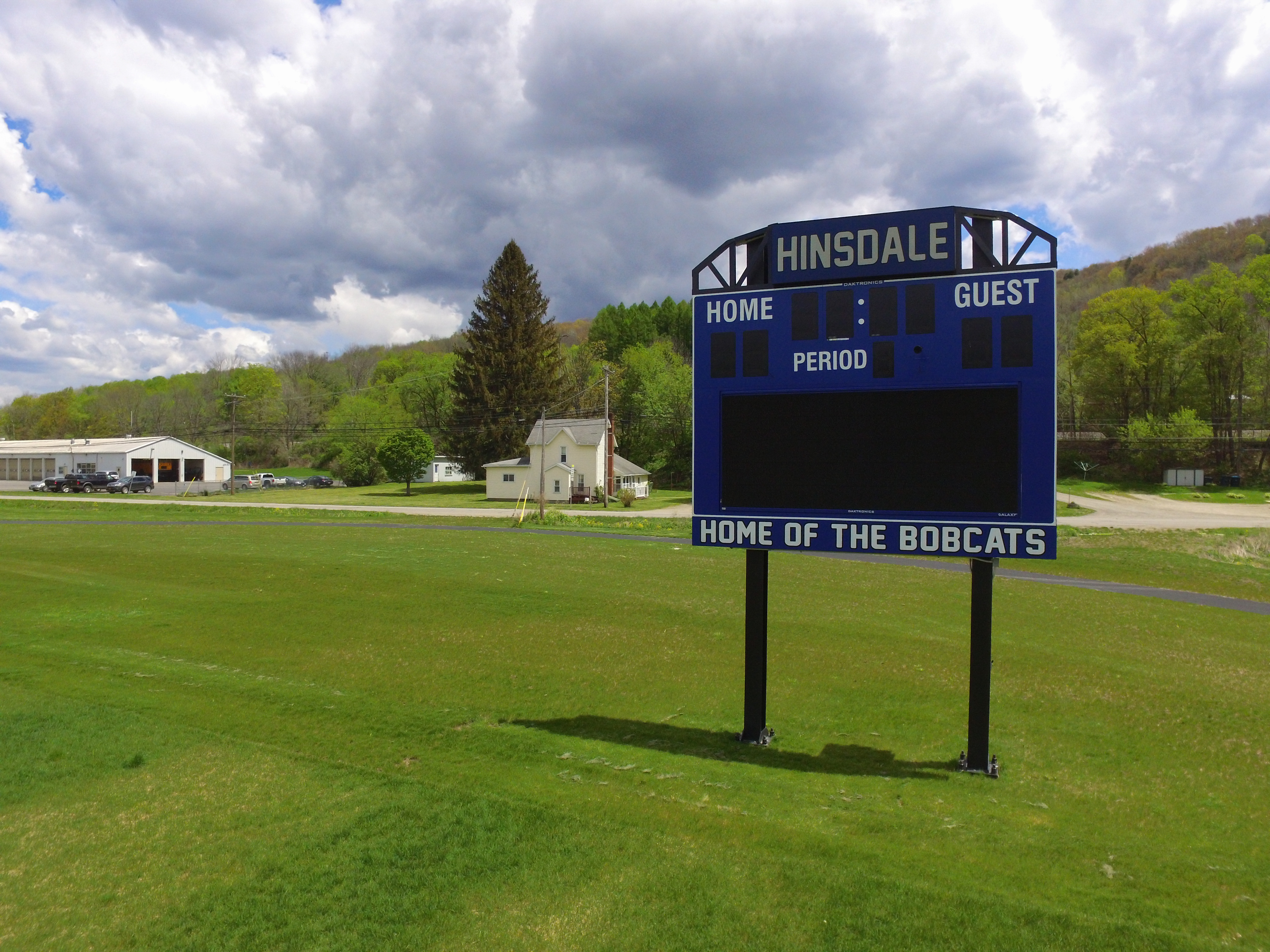 Hinsdale scoreboard and field