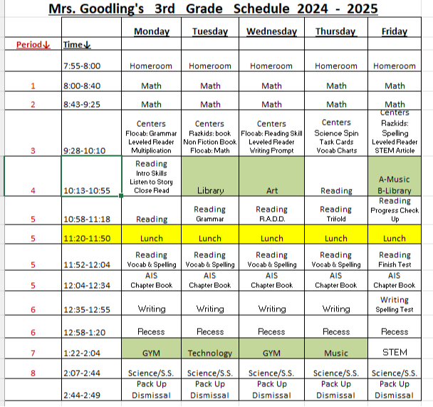 Schedule