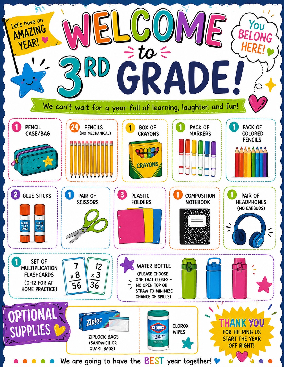 Third Grade Supply List