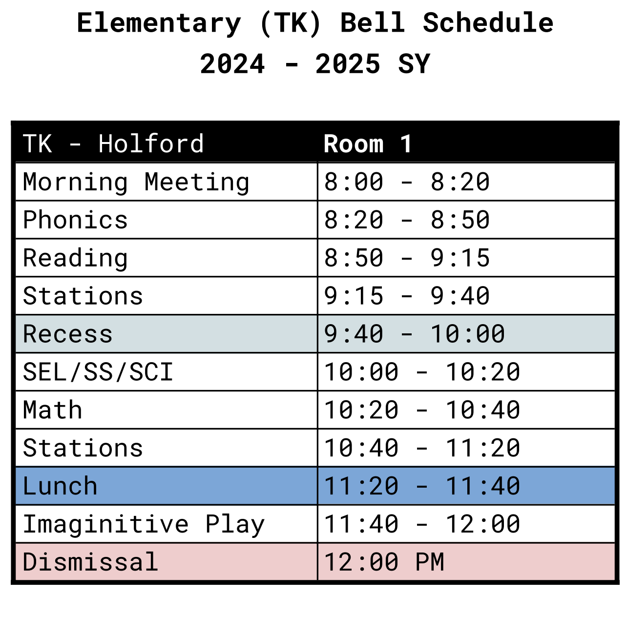 TK Schedule