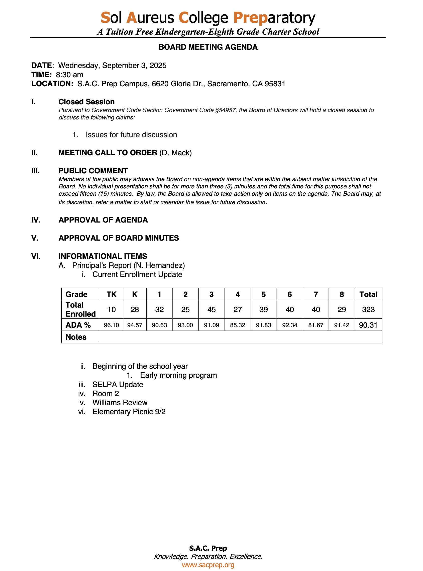 Board Agenda Page 1