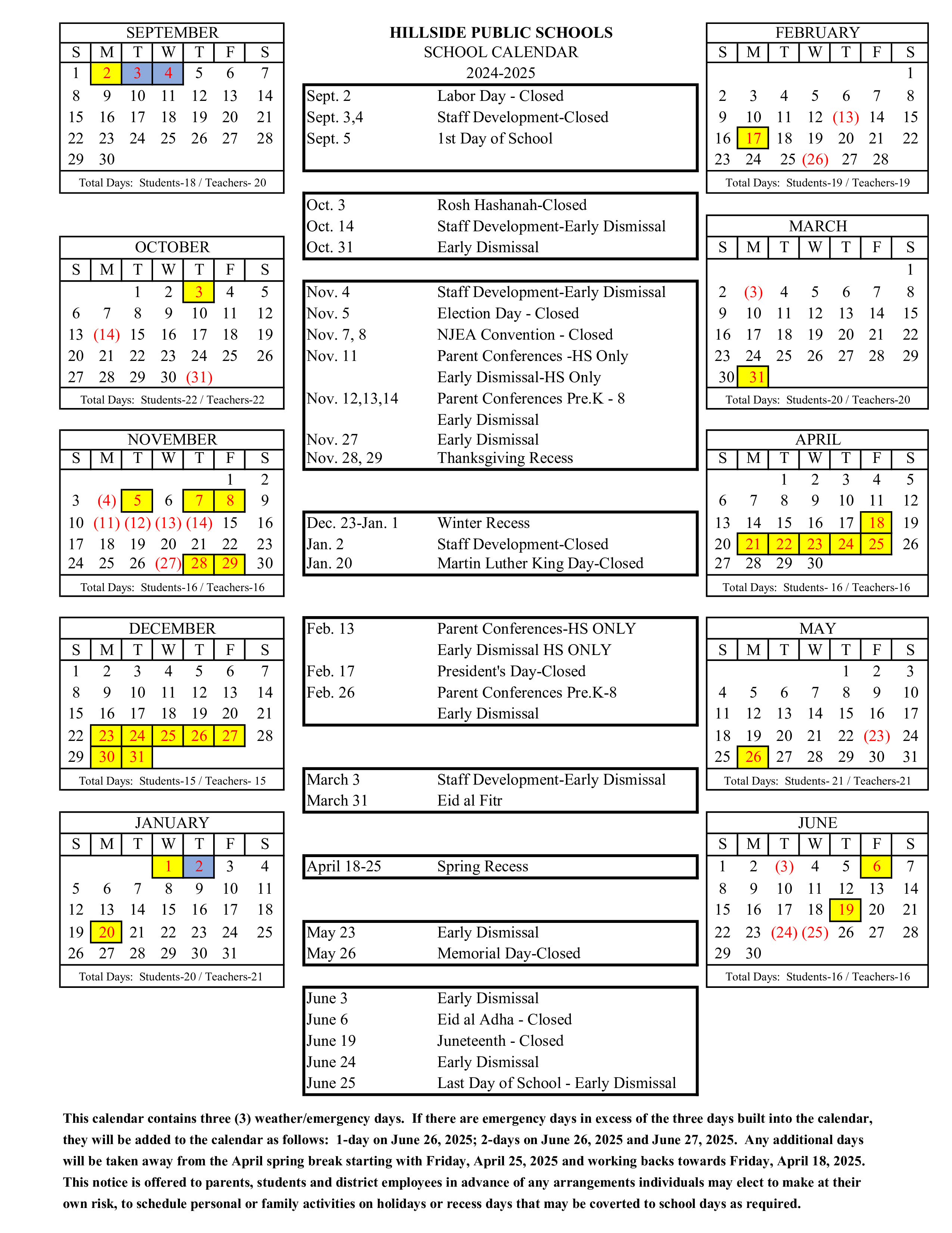 District Calendar 24-25 | Deanna G. Taylor Academy