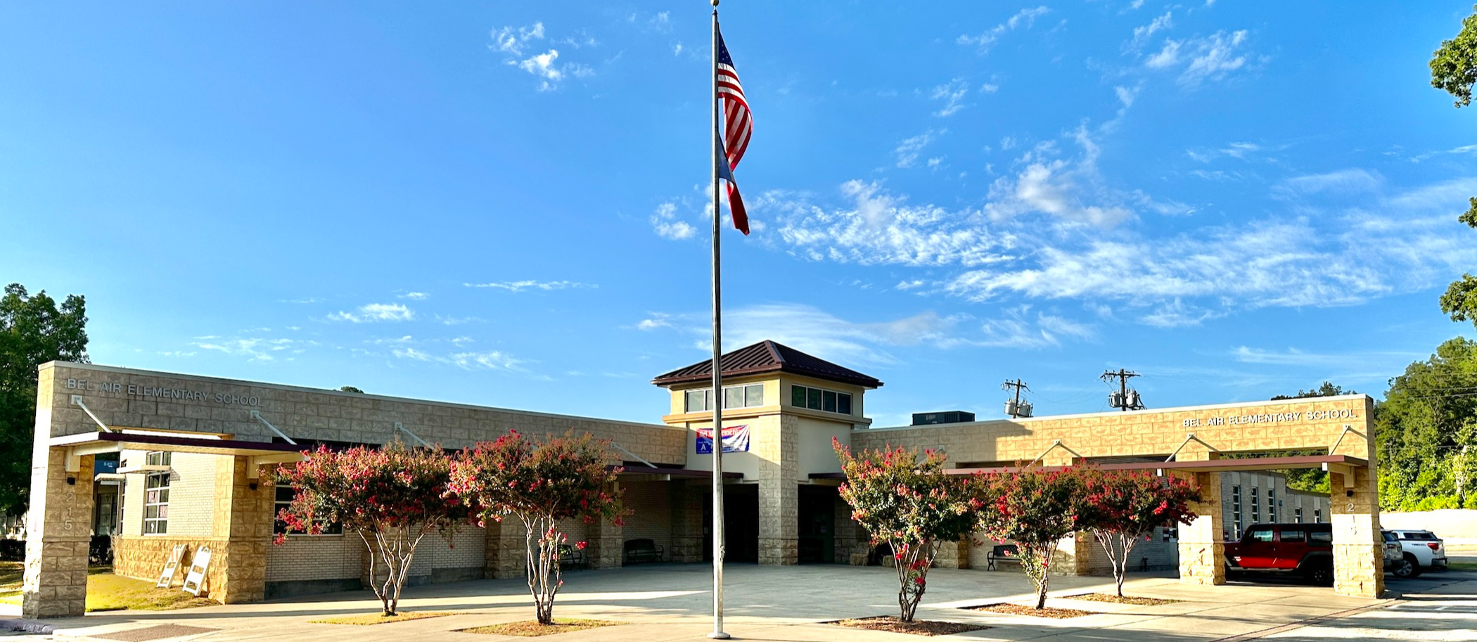 A photo of the outside of the main entrance of Bel Air Elementary