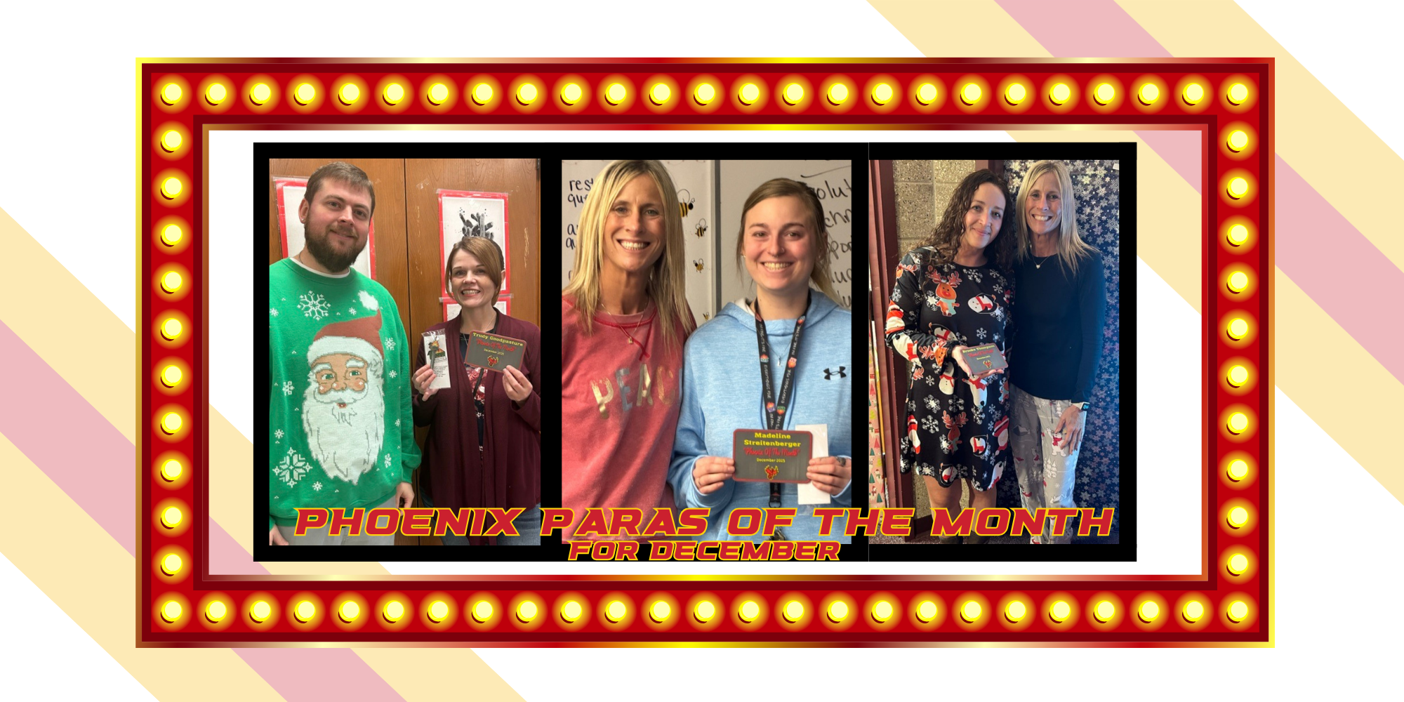 Photos of the December Paras of the month: Trudy Goodpasture, Madeline Streitenberger and Brooke Thompson