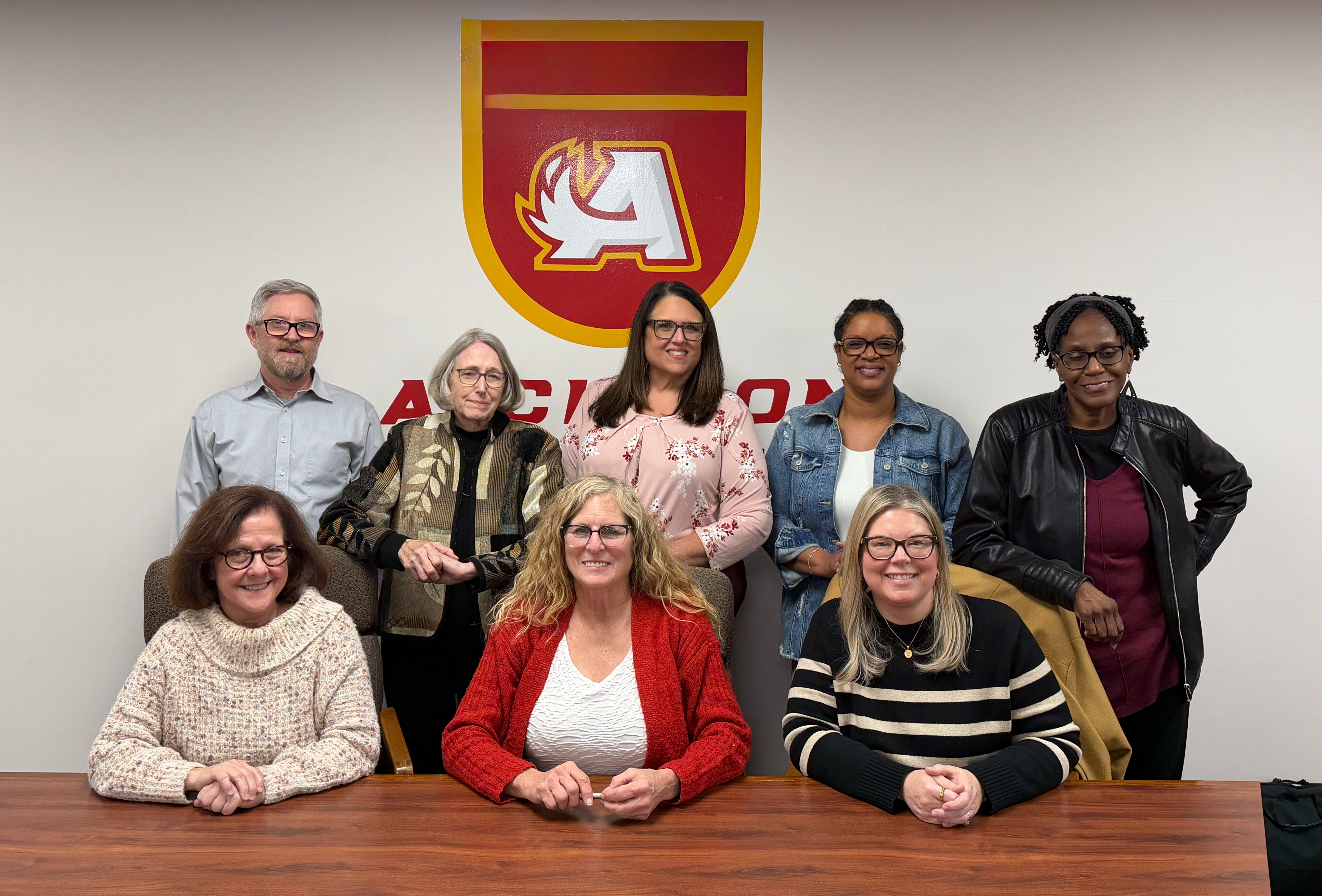 USD 409 Board Members are pictured. Front row, l-r: Sally Berger, Carrie Sowers, Stefanie  Gardner. Back row, l-r: Doug Tschauder, Kathy Hines, Superintendent Laure Batson, Brandi Ross, Janet Smith. 