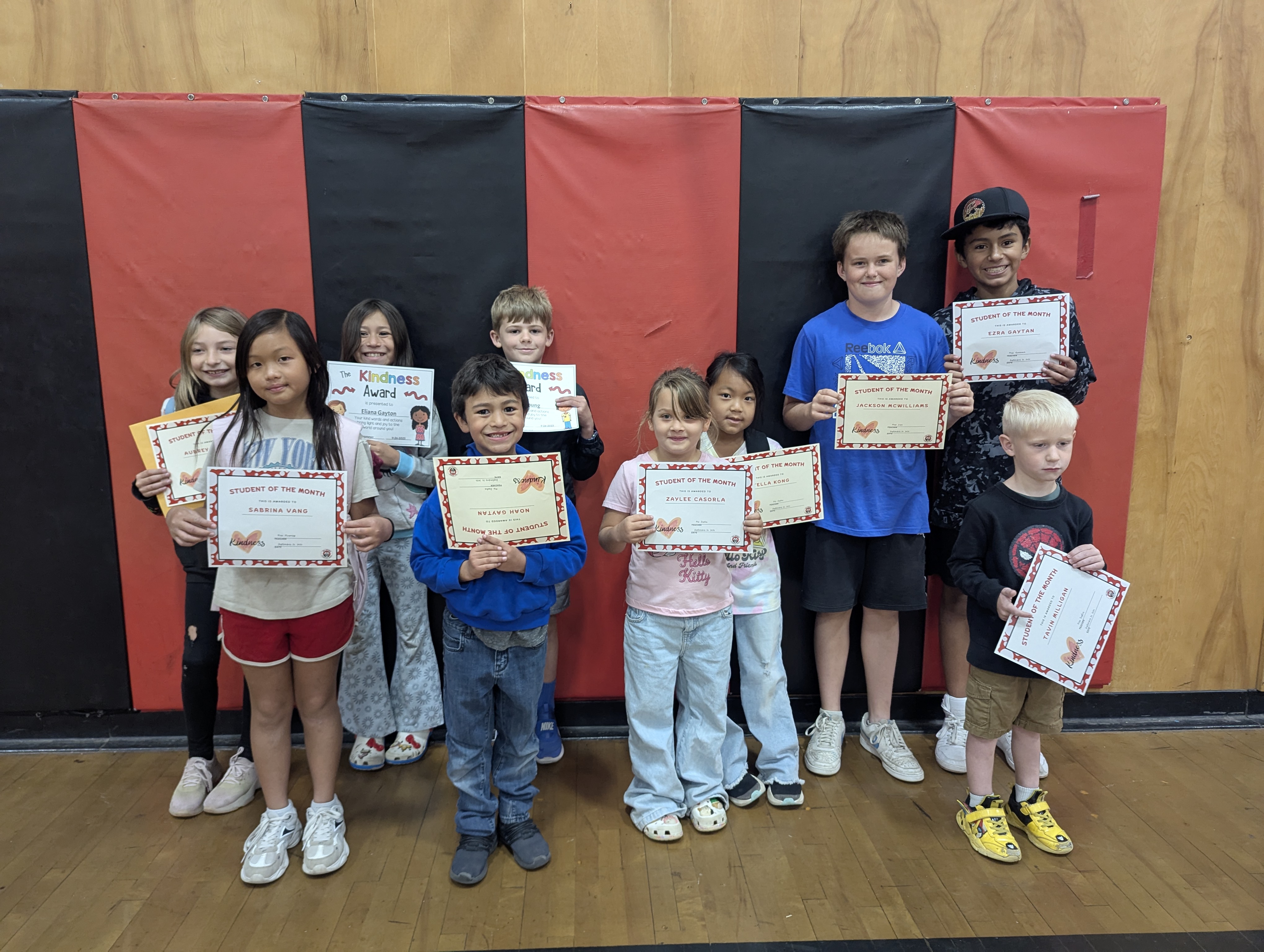 September Kindness Students of the Month