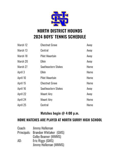 Tennis schedule