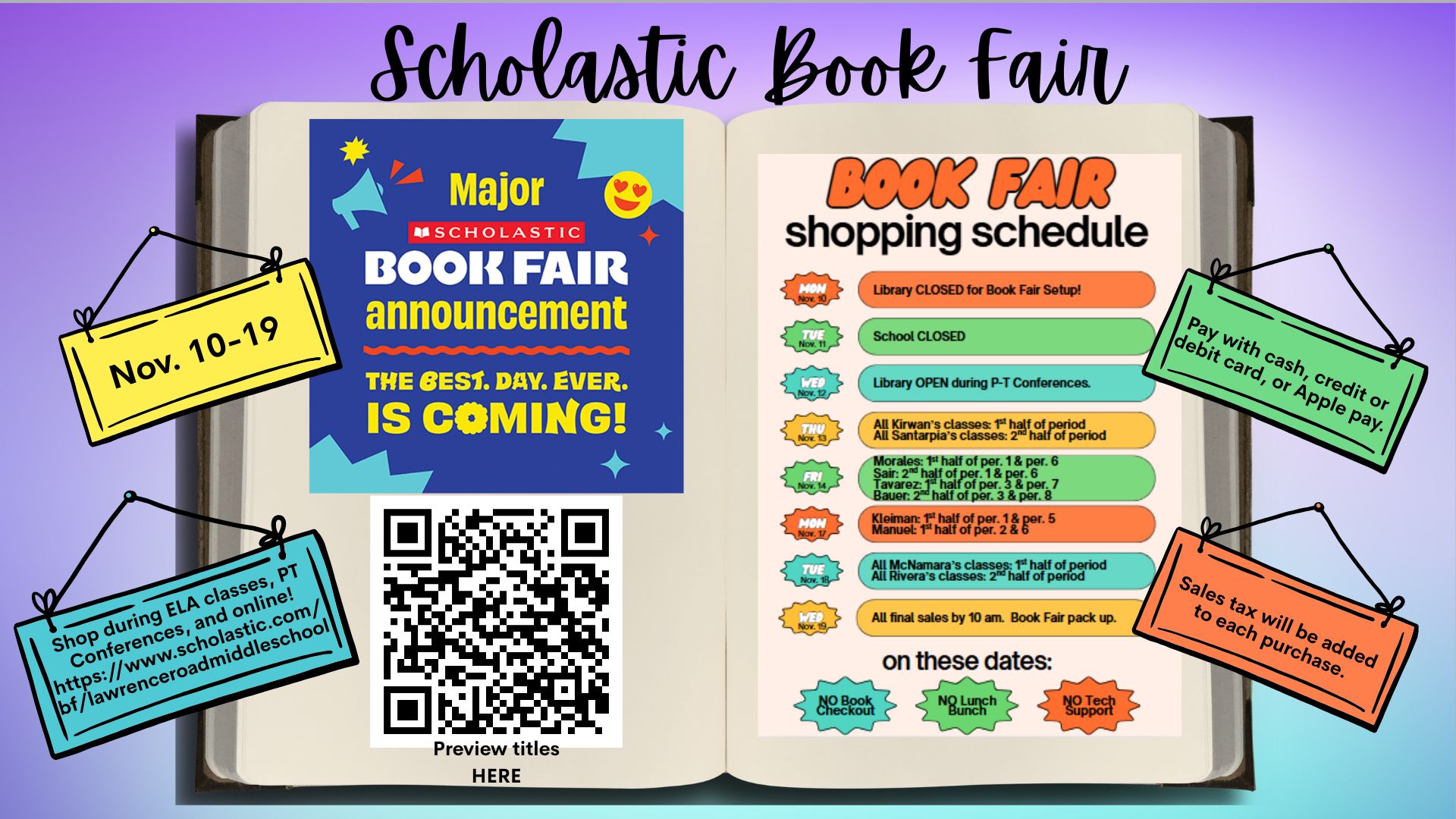 book fair shopping schedule