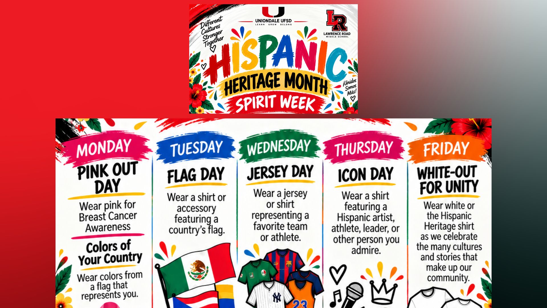 hispanice heritage spirit week flyer