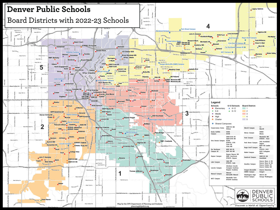 DPS Board of Education boundaries map as of January 2023