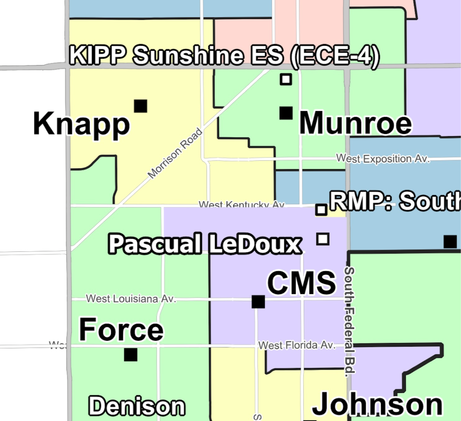 Proposed Southwest Elementary Enrollment Boundaries map