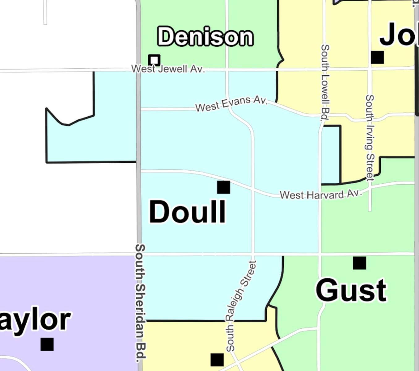 Proposed Southwest Elementary Enrollment Boundaries map