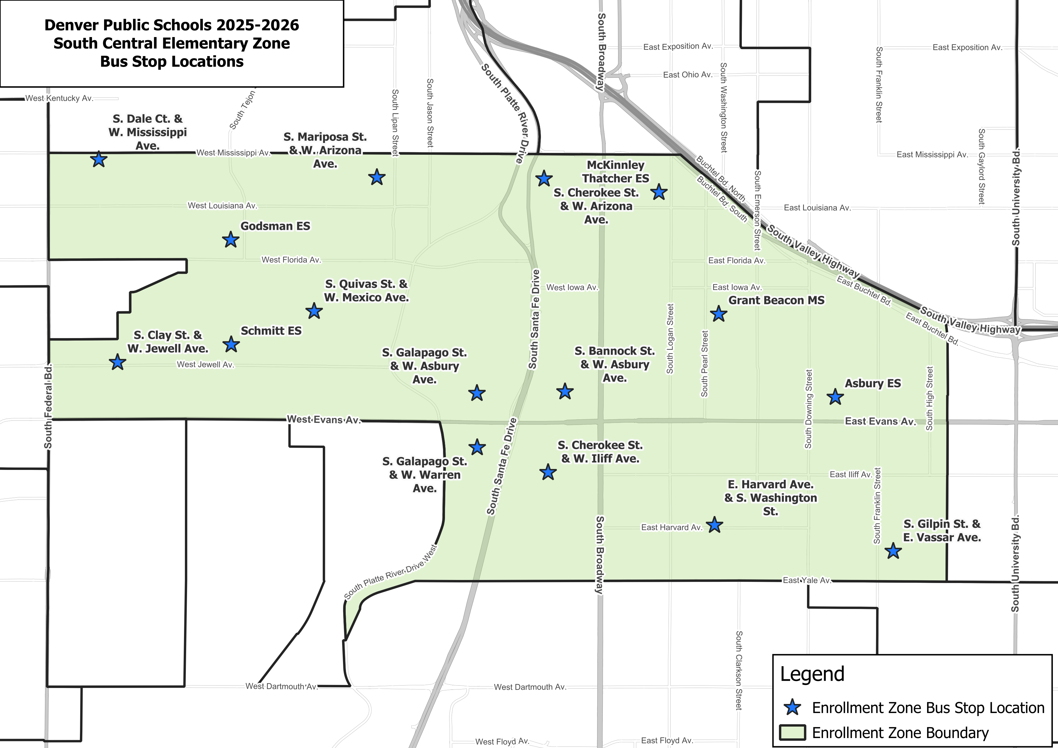 Final Enrollment Zone Bus Stop Maps for the South Central  Enrollment Zones