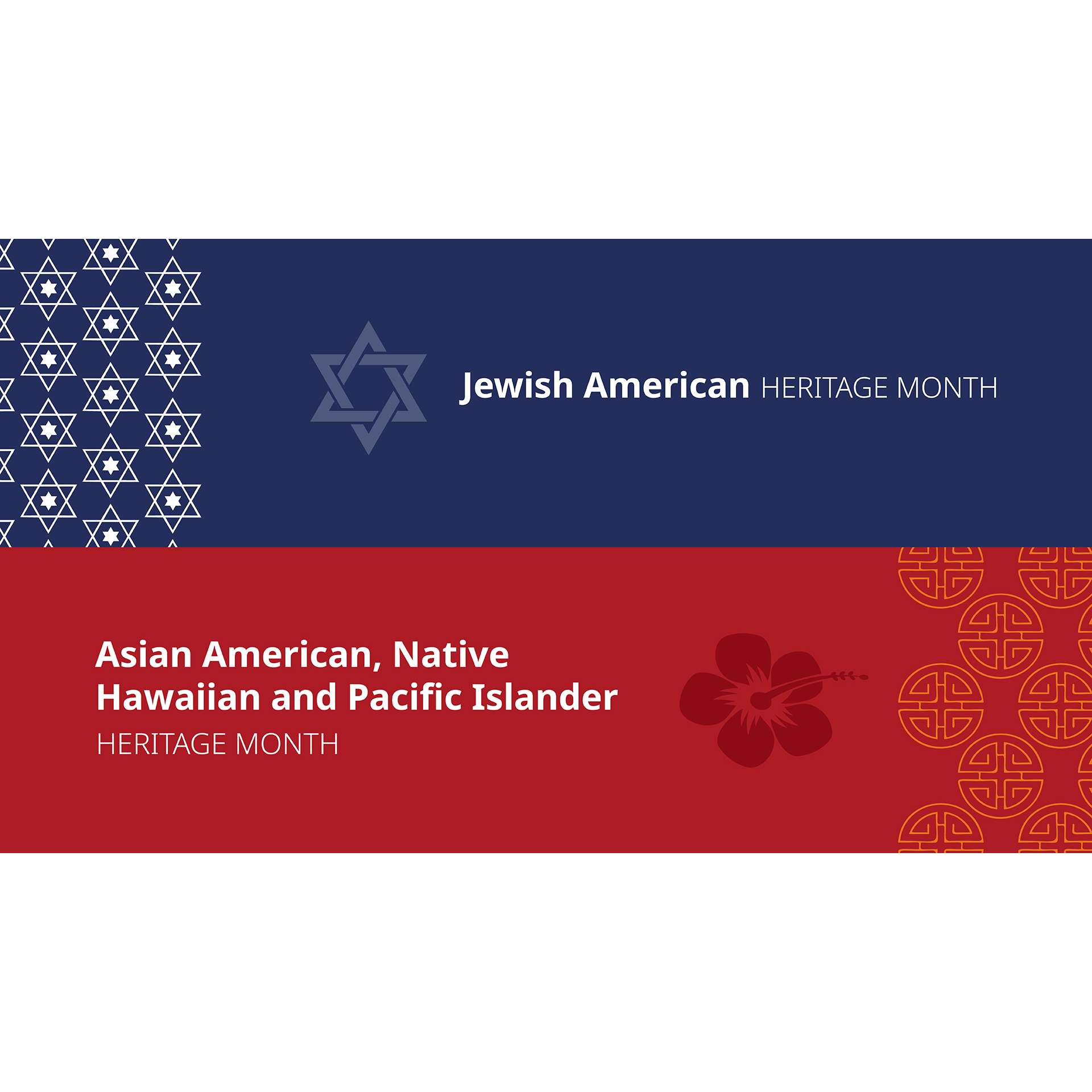 Jewish American and Asian American Native Hawaiian and Pacific Heritage Months graphic