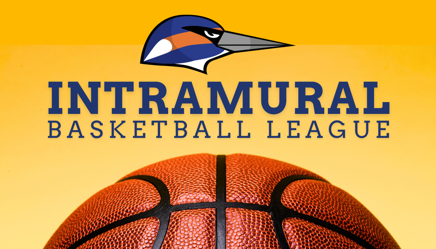 intramural basketball league text with basketball