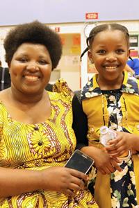 Two girls smiling