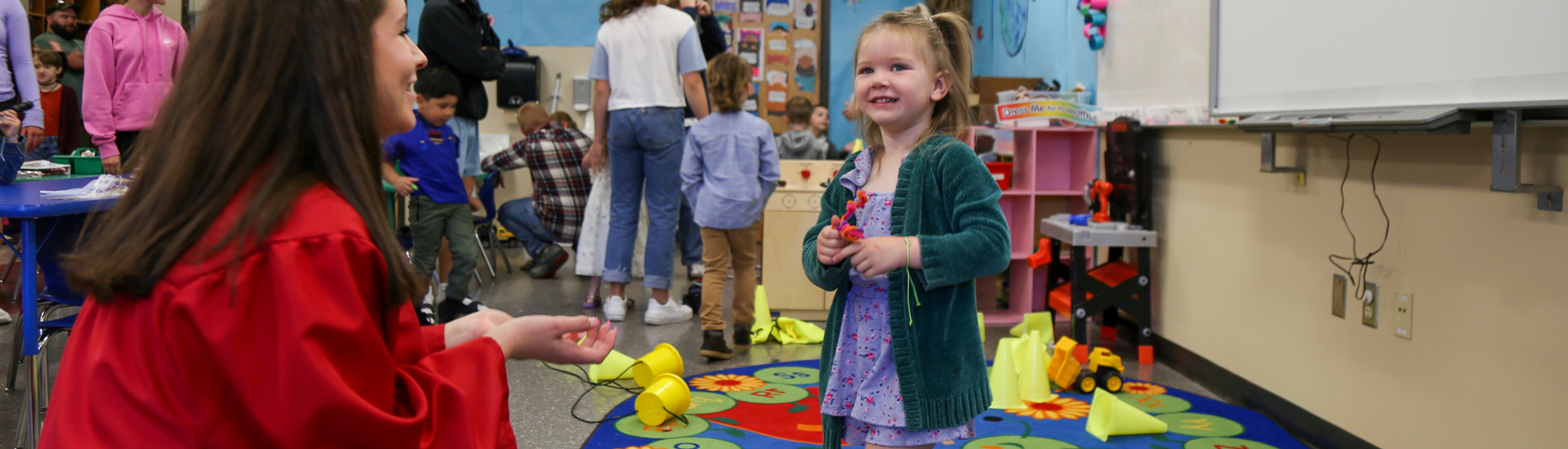 preschool girl in class