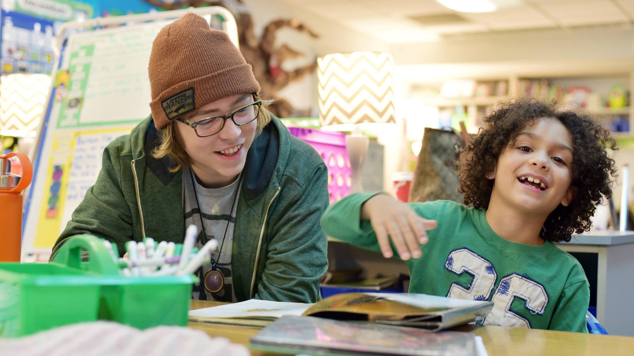 Volunteer with student
