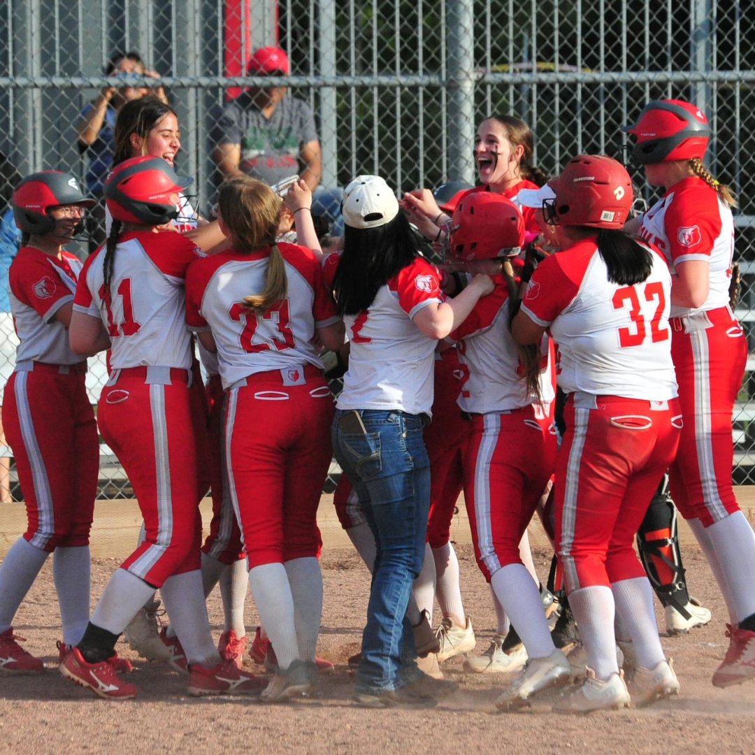 Softball team celebrating win