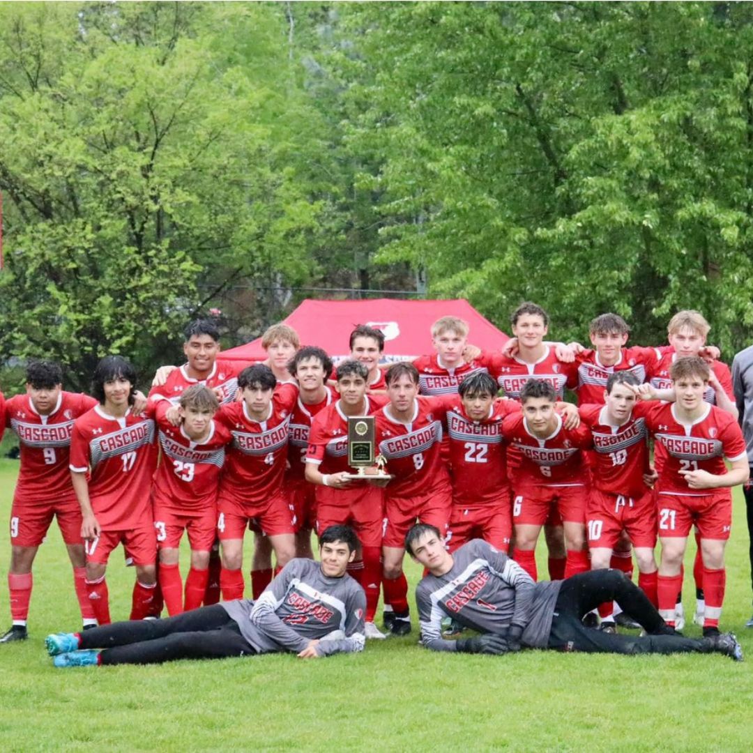 2024 Kodiak Boys Soccer Team with trophy