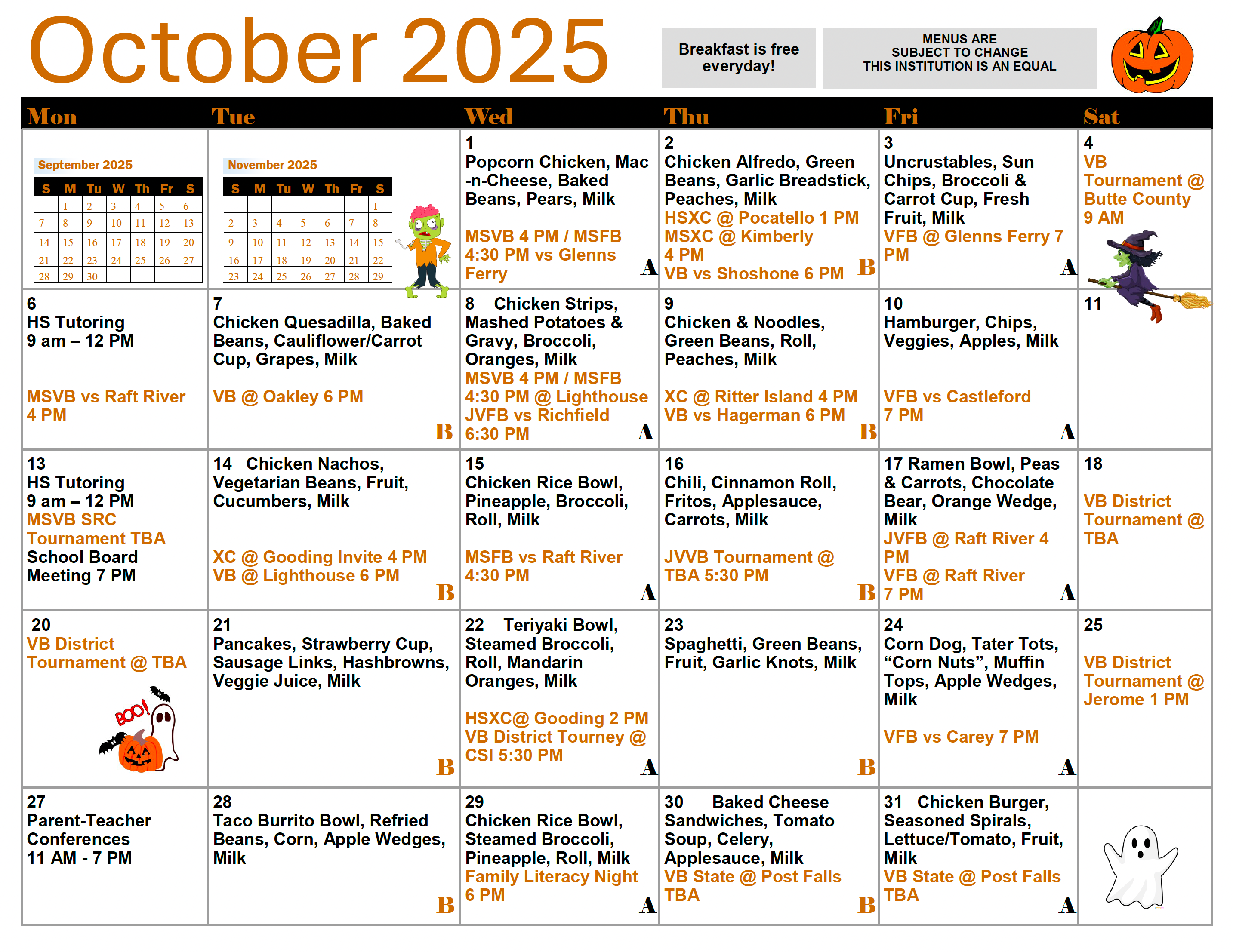 October Calendar